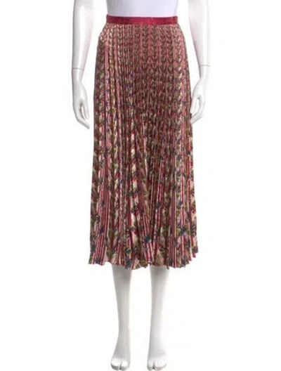 Pre-owned Saloni Printed Midi Length Skirt In Red