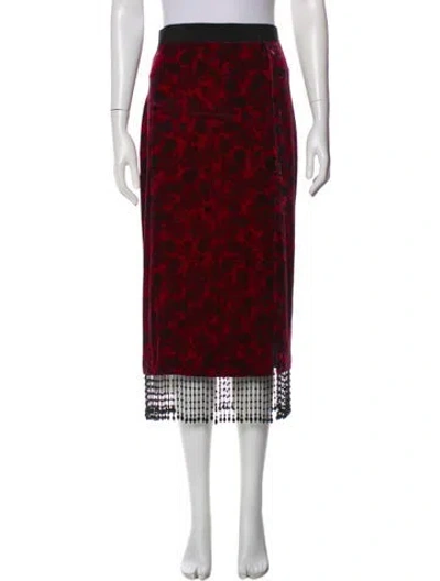 Pre-owned Saloni Printed Midi Length Skirt In Red