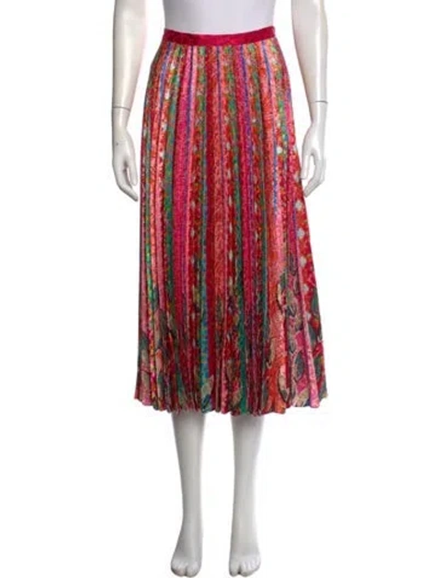 Pre-owned Saloni Printed Midi Length Skirt W/ Tags In Pink