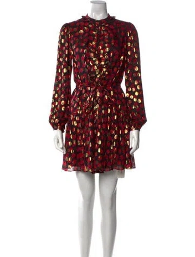 Pre-owned Saloni Printed Mini Dress In Black