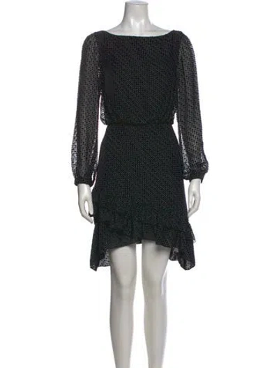 Pre-owned Saloni Printed Mini Dress In Black