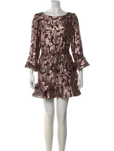 Pre-owned Saloni Printed Mini Dress In Black