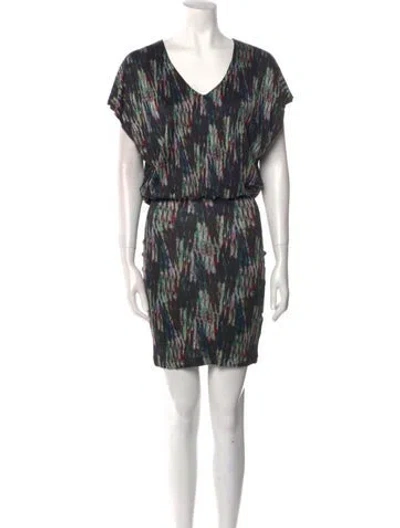 Pre-owned Saloni Printed Mini Dress In Blue
