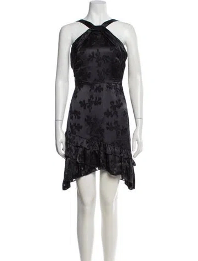 Pre-owned Saloni Printed Mini Dress In Blue