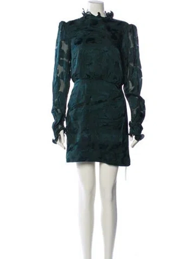 Pre-owned Saloni Printed Mini Dress In Green