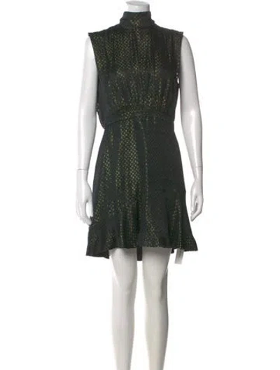 Pre-owned Saloni Printed Mini Dress In Green