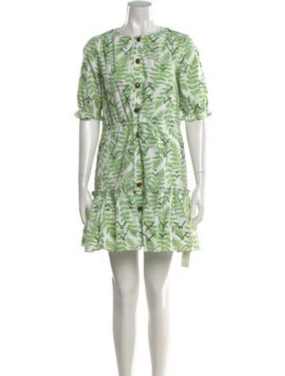 Pre-owned Saloni Printed Mini Dress In Green