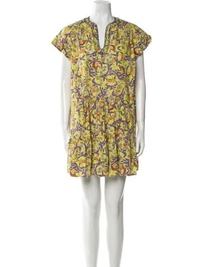 Pre-owned Saloni Printed Mini Dress In Multi