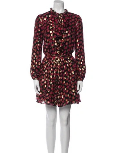 Pre-owned Saloni Printed Mini Dress In Multi