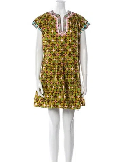 Pre-owned Saloni Printed Mini Dress In Multi