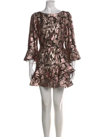 Pre-owned Saloni Printed Mini Dress In Multi