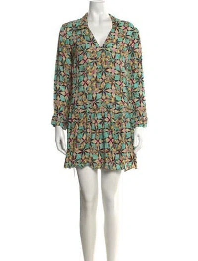 Pre-owned Saloni Printed Mini Dress In Neutral