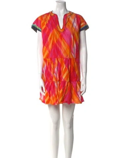 Pre-owned Saloni Printed Mini Dress In Orange
