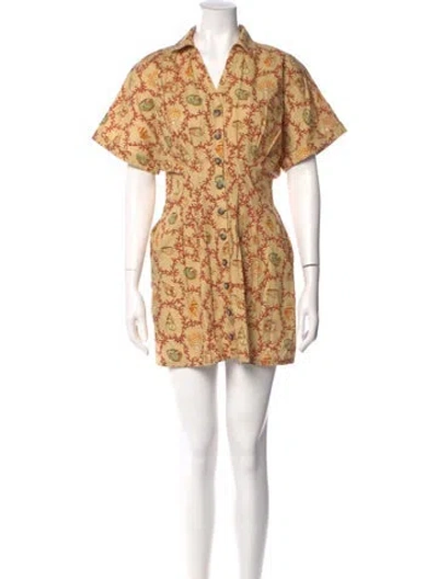 Pre-owned Saloni Printed Mini Dress In Orange