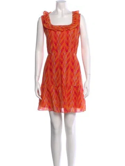 Pre-owned Saloni Printed Mini Dress In Orange