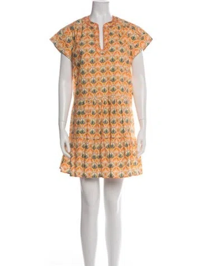 Pre-owned Saloni Printed Mini Dress In Orange