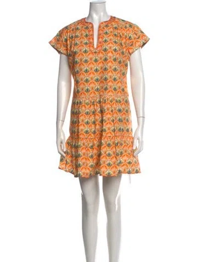 Pre-owned Saloni Printed Mini Dress In Orange