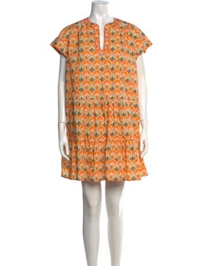 Pre-owned Saloni Printed Mini Dress In Orange