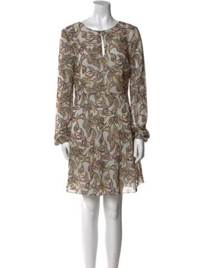 Pre-owned Saloni Printed Mini Dress In Pink