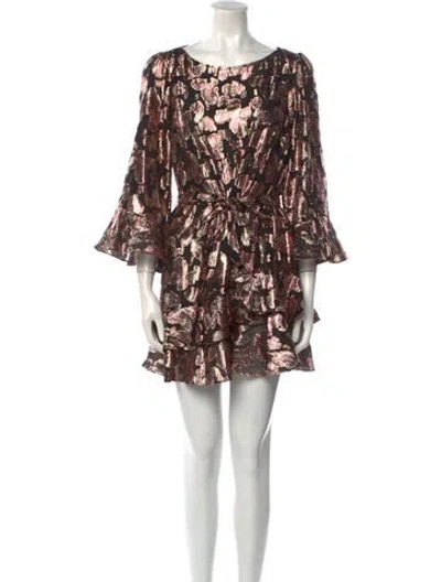 Pre-owned Saloni Printed Mini Dress In Pink