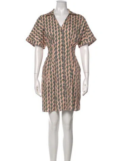 Pre-owned Saloni Printed Mini Dress In Pink