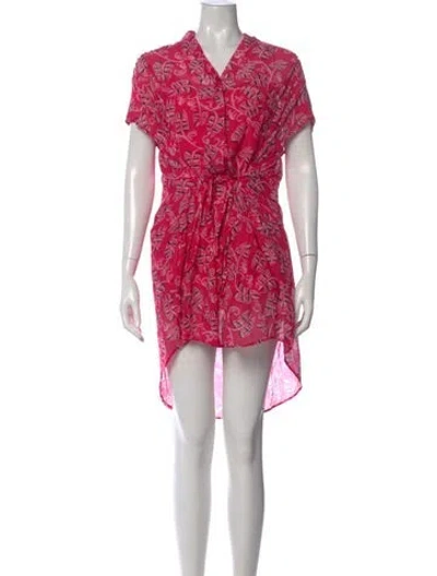 Pre-owned Saloni Printed Mini Dress In Pink