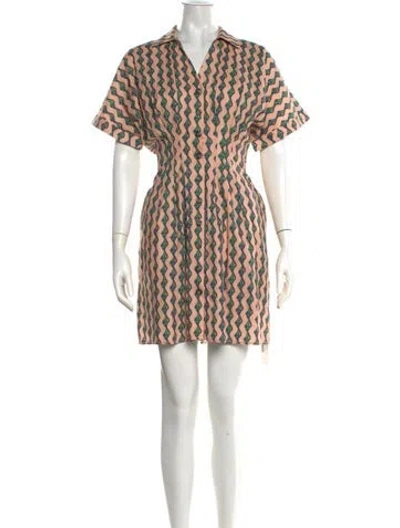 Pre-owned Saloni Printed Mini Dress In Pink