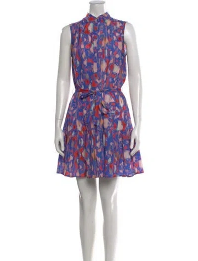 Pre-owned Saloni Printed Mini Dress In Purple