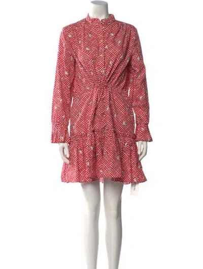 Pre-owned Saloni Printed Mini Dress In Red