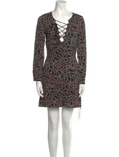 Pre-owned Saloni Printed Mini Dress W/ Tags In Black