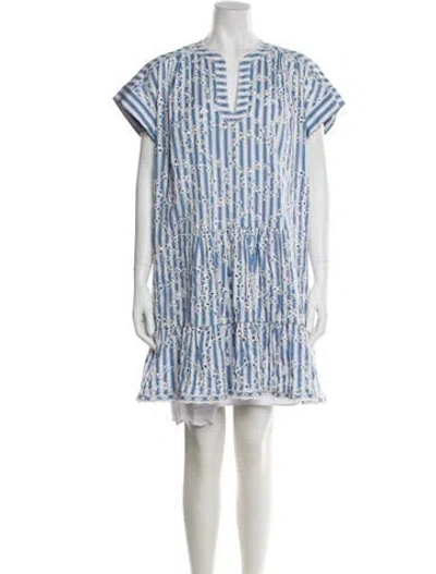Pre-owned Saloni Printed Mini Dress W/ Tags In Blue