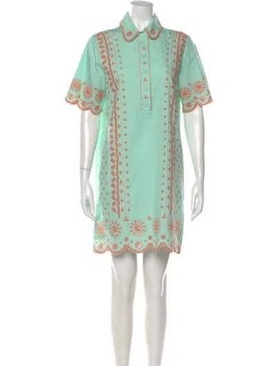 Pre-owned Saloni Printed Mini Dress W/ Tags In Green