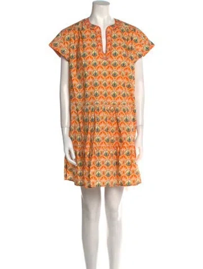 Pre-owned Saloni Printed Mini Dress W/ Tags In Orange