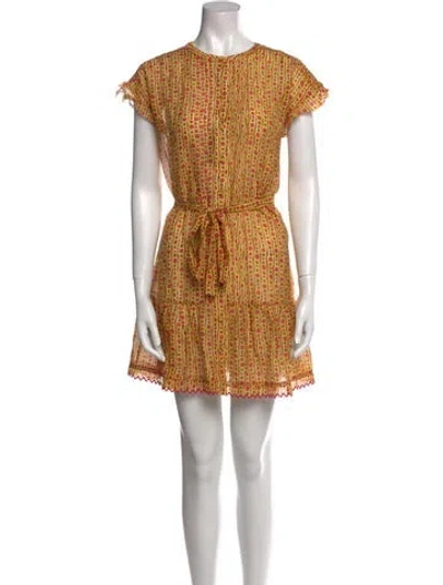 Pre-owned Saloni Printed Mini Dress W/ Tags In Yellow