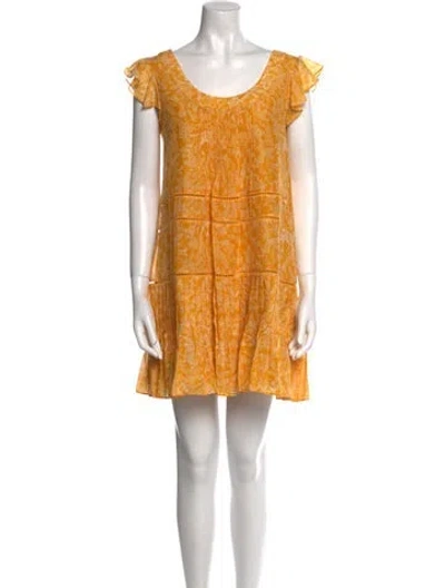 Pre-owned Saloni Printed Mini Dress W/ Tags In Yellow
