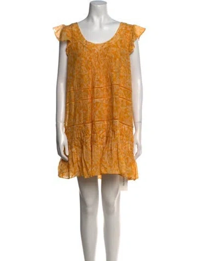Pre-owned Saloni Printed Mini Dress In Yellow