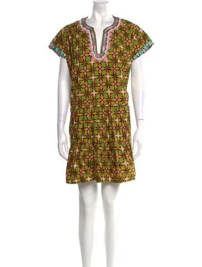 Pre-owned Saloni Printed Mini Dress In Yellow