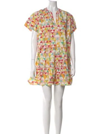 Pre-owned Saloni Printed Mini Dress In Yellow
