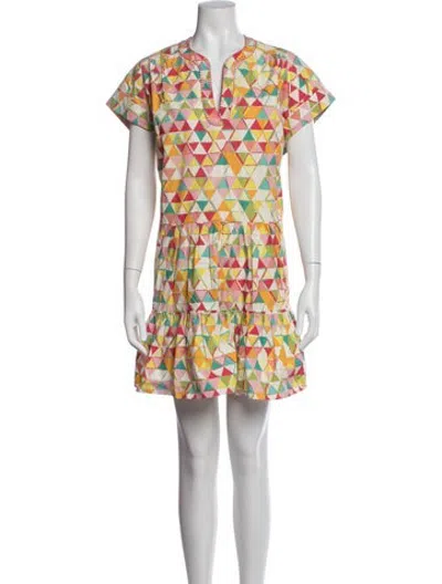 Pre-owned Saloni Printed Mini Dress In Yellow