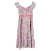 Saloni Printed Off-shoulder Midi Dress In Multicolor Polyester In Multi