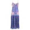 Saloni Printed Pleated Midi Dress In Multicolor Polyester In Multi