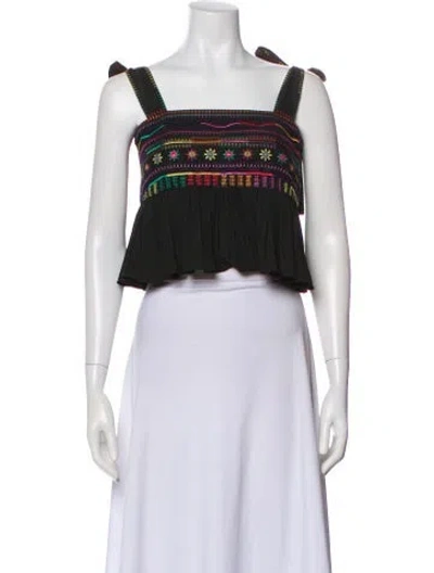 Pre-owned Saloni Printed Square Neckline Blouse In White