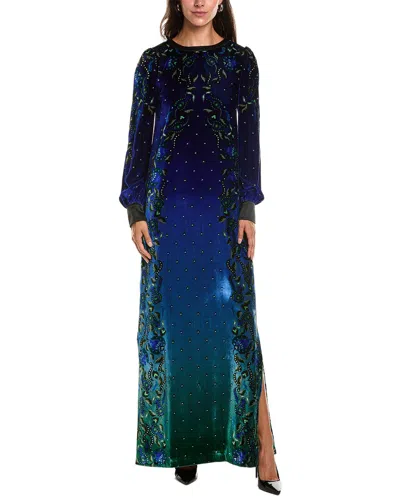 Saloni Printed Velvet Silk-blend Maxi Dress In Multi