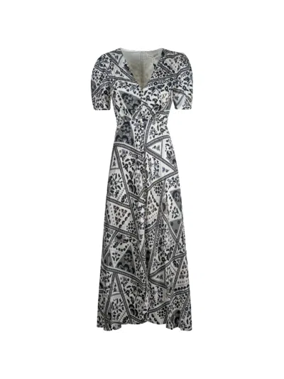 Saloni Puff Sleeve Floral Dress In Multi