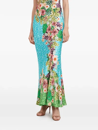 Saloni Renee Long Dress Plumeria Trellis Plmt In Multi