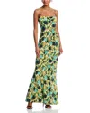 Saloni Renee Long Floral Silk Spaghetti-strap Dress In Green