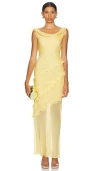 Saloni Renu Ruffle-trimmed Silk-blend Chiffon Maxi Dress In 日光