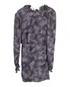 Saloni Rina B Ruffled Jacquard Mini Dress In Navy Blue Silk In Blue
