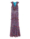 Saloni Rita Ruffle-detail Printed Maxi Dress In Blue