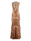 Saloni Rita Ruffled Cheetah-print Crepon Gown In Brown